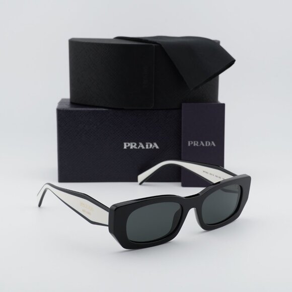 Prada PRB05S 09Q08Z Rectangle Sunglasses – Black\\Dark Grey main image 6